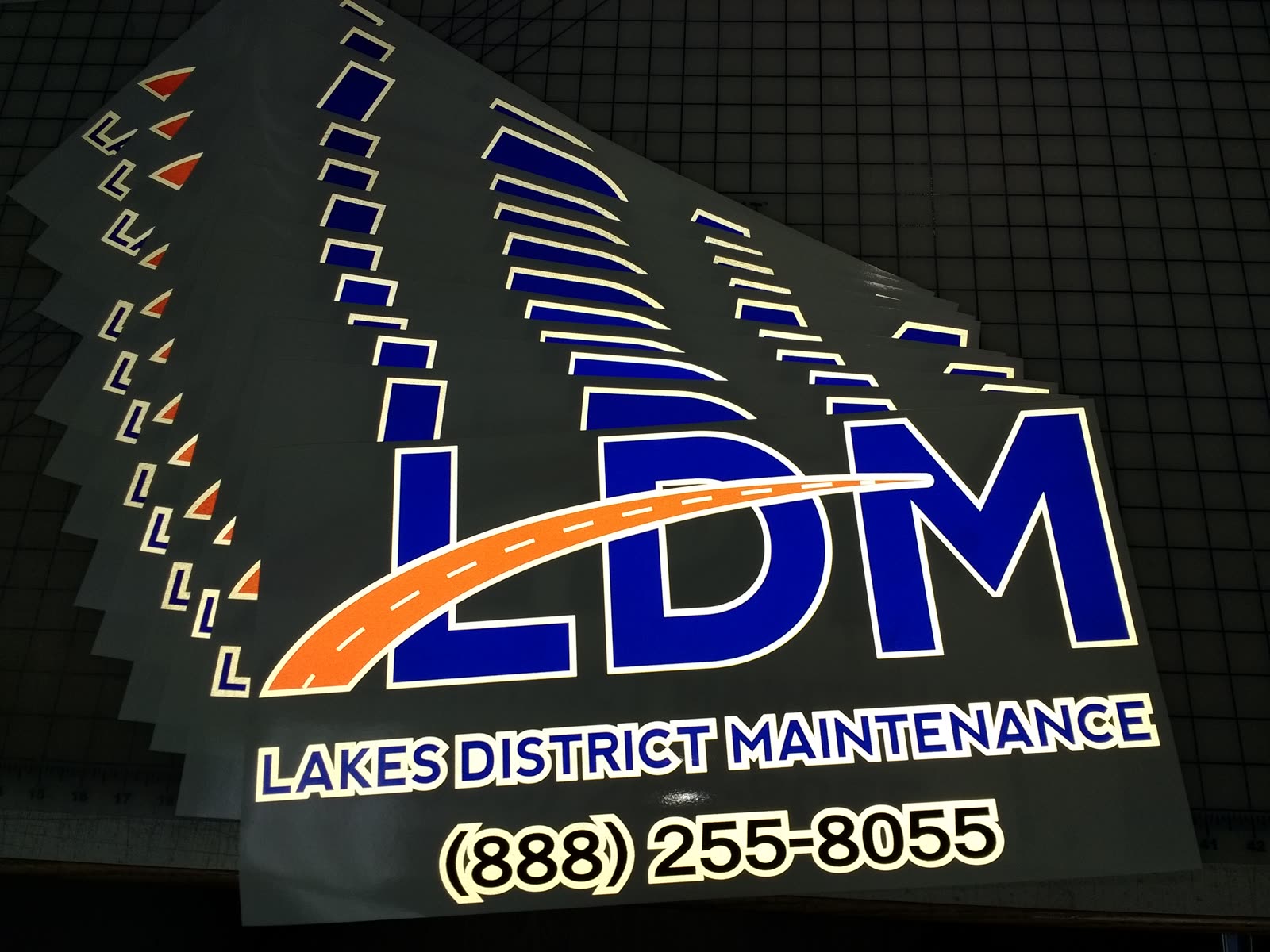 Reflective LDM decals glowing in the dark