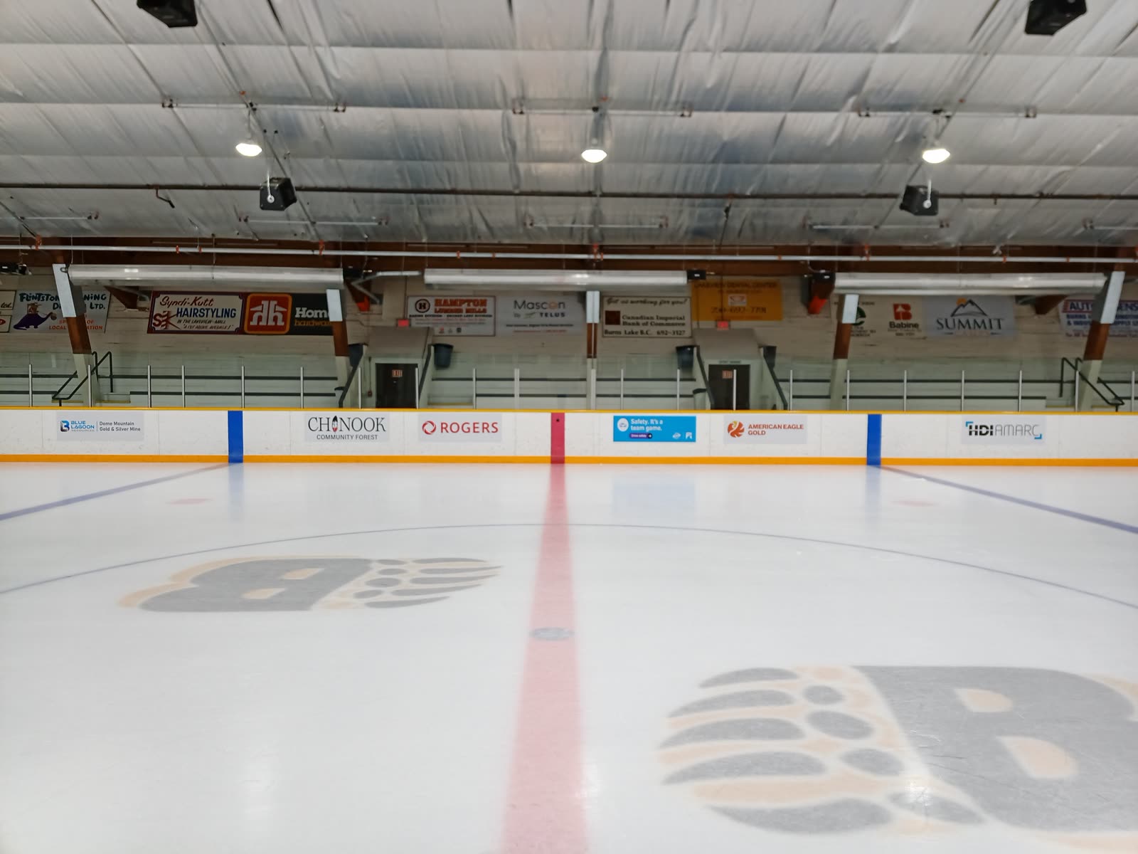 Sponsor boards at the Burns Lake arena